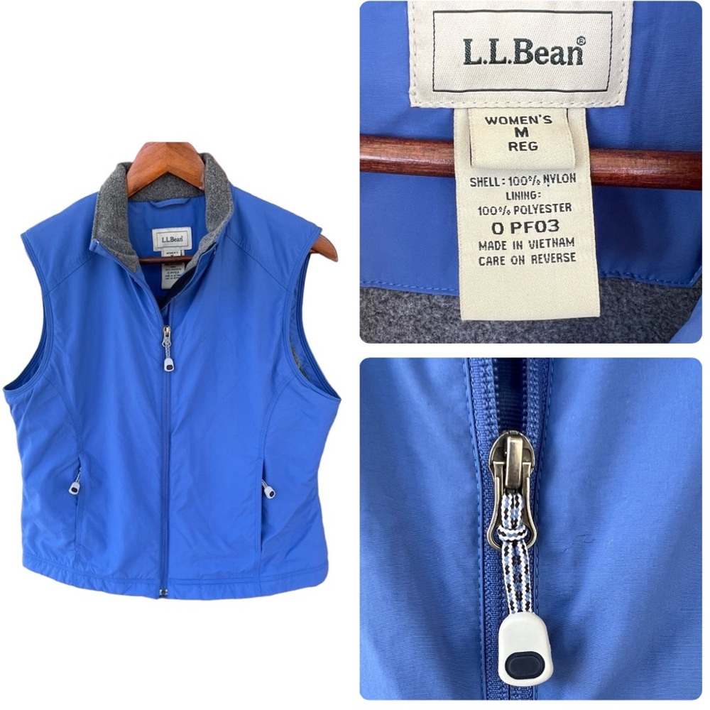 L.L. Bean Women’s Vest Jacket Bright Blue Fleece Lining Zip Up Outdoor Sz Medium